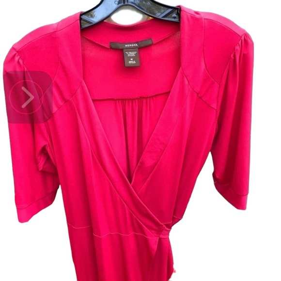 Merona size medium red true wrap dress 3/4 sleeves with stretch NWOT - Picture 2 of 14
